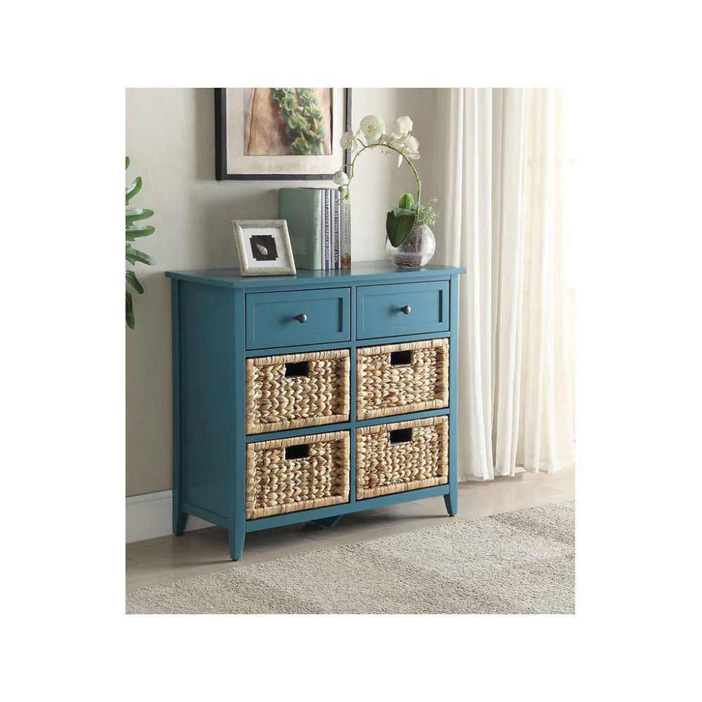 ACME Flavius 30" Wooden Console Table with 6 Storage Drawers, for Entrance, Hallway, Dining Room, Kitchen - Teal