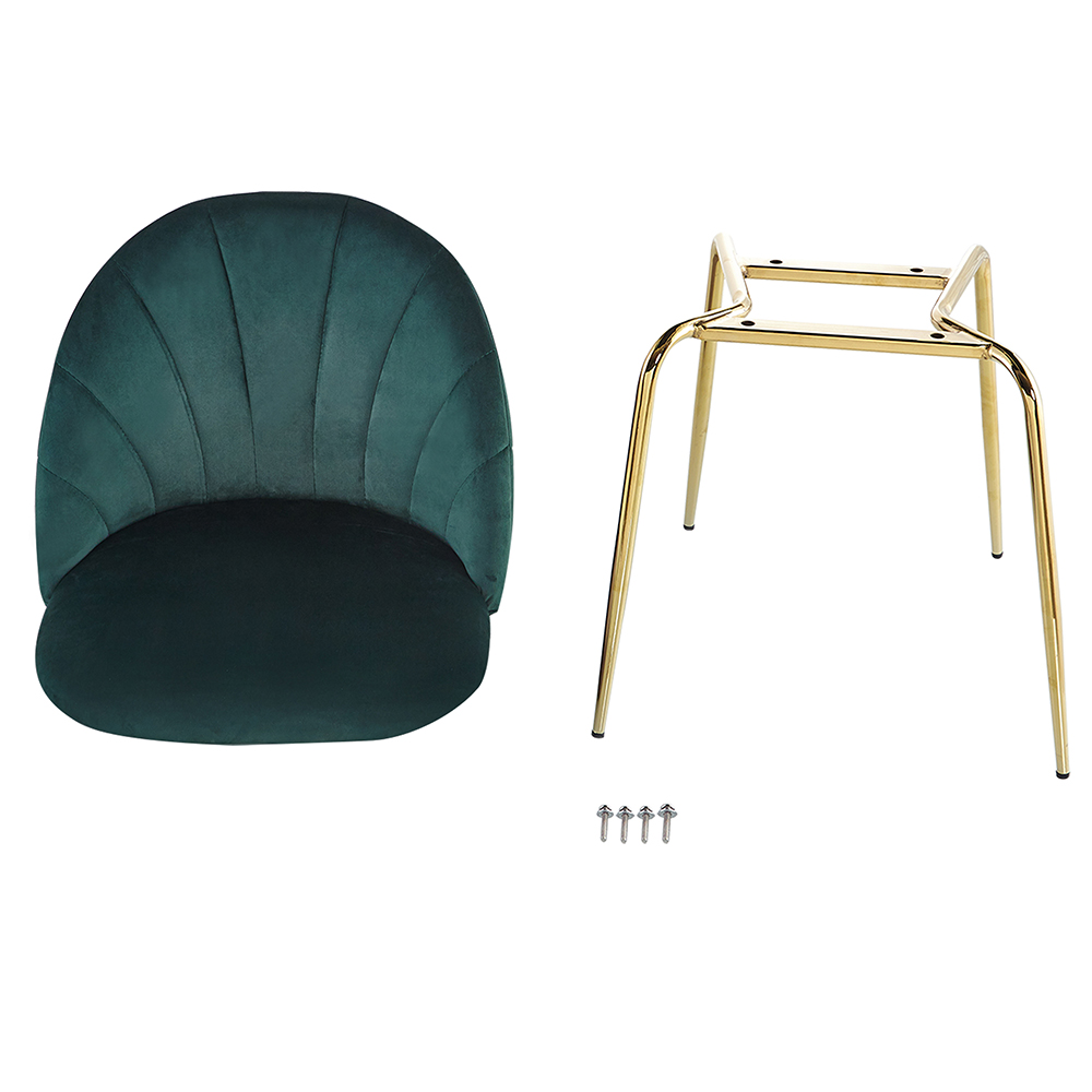 5 Pieces Dining Set, Includes 1 MDF Table and 4 Velvet Chairs, for Kitchen, Living Room, Cafe, Reception Room - Green