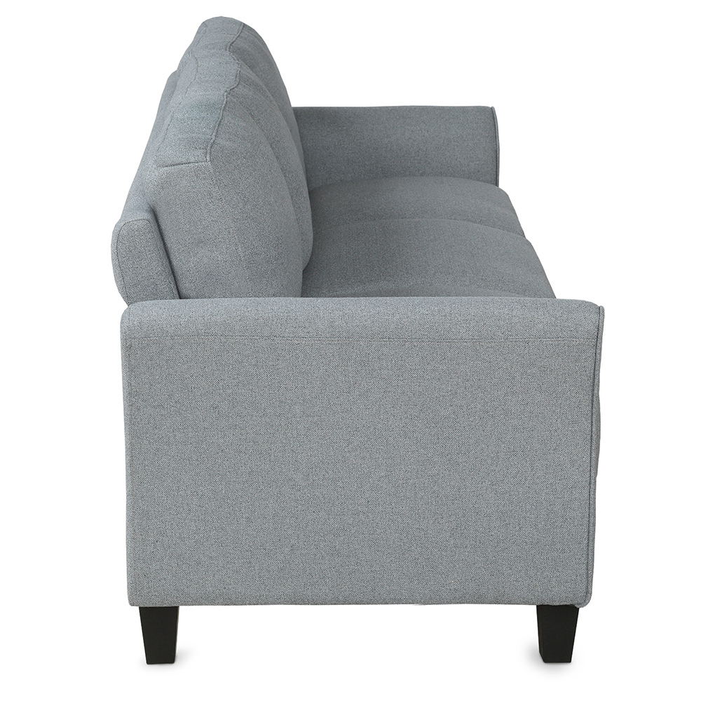 3-Seat Linen Fabric Sofa with Wooden Frame and Plastic Feet, for Living Room, Bedroom, Office, Apartment - Gray