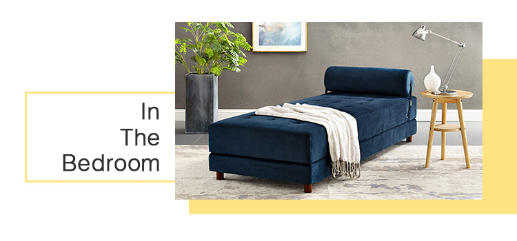 Eva Twin Size Nordic Light Luxury Style Wooden Daybed with Headrest, No Need for Spring Box, for Living Room, Bedroom, Office, Apartment - Blue
