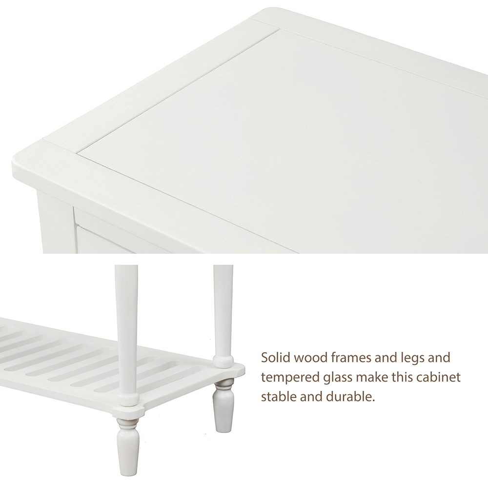 TREXM 42'' Console Table with 2 Storage Drawers, 2 Cabinets, and Bottom Shelf, for Entrance, Hallway, Dining Room, Kitchen - White