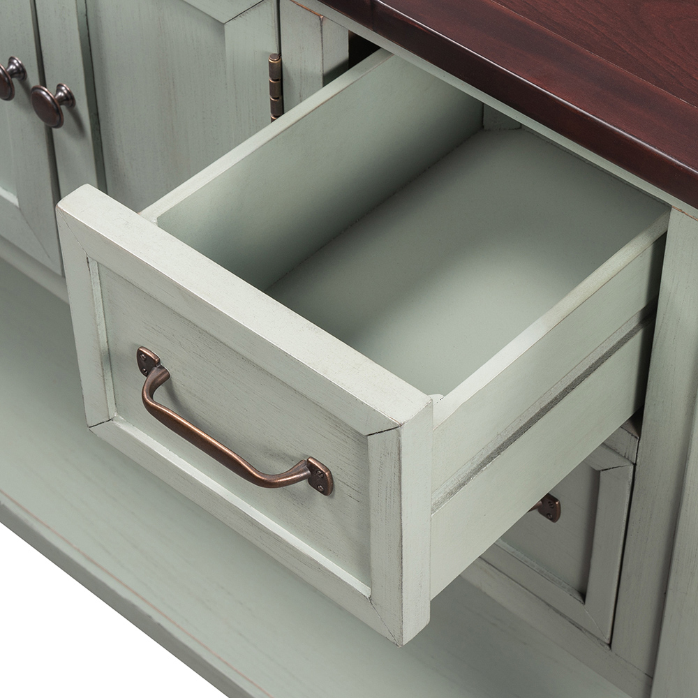 U-STYLE 43'' Modern Console Table, with 4 Drawers, 1 Cabinet and 1 Shelf, for Entrance Hallway, Dining Room, Kitchen - Green