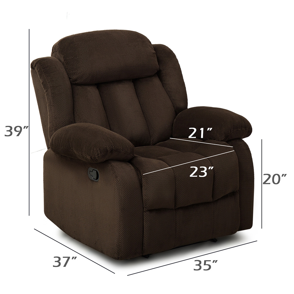 1- Seat Recliner with Headrest and Armrests for Home Theater, Office, Living Room - Brown