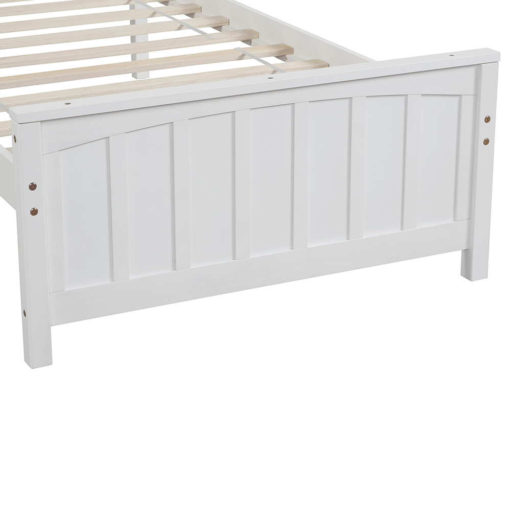 Twin Size Wooden Platform Bed Frame with Headboard, Footboard, and Wooden Slats Support, No Spring Box Required - White