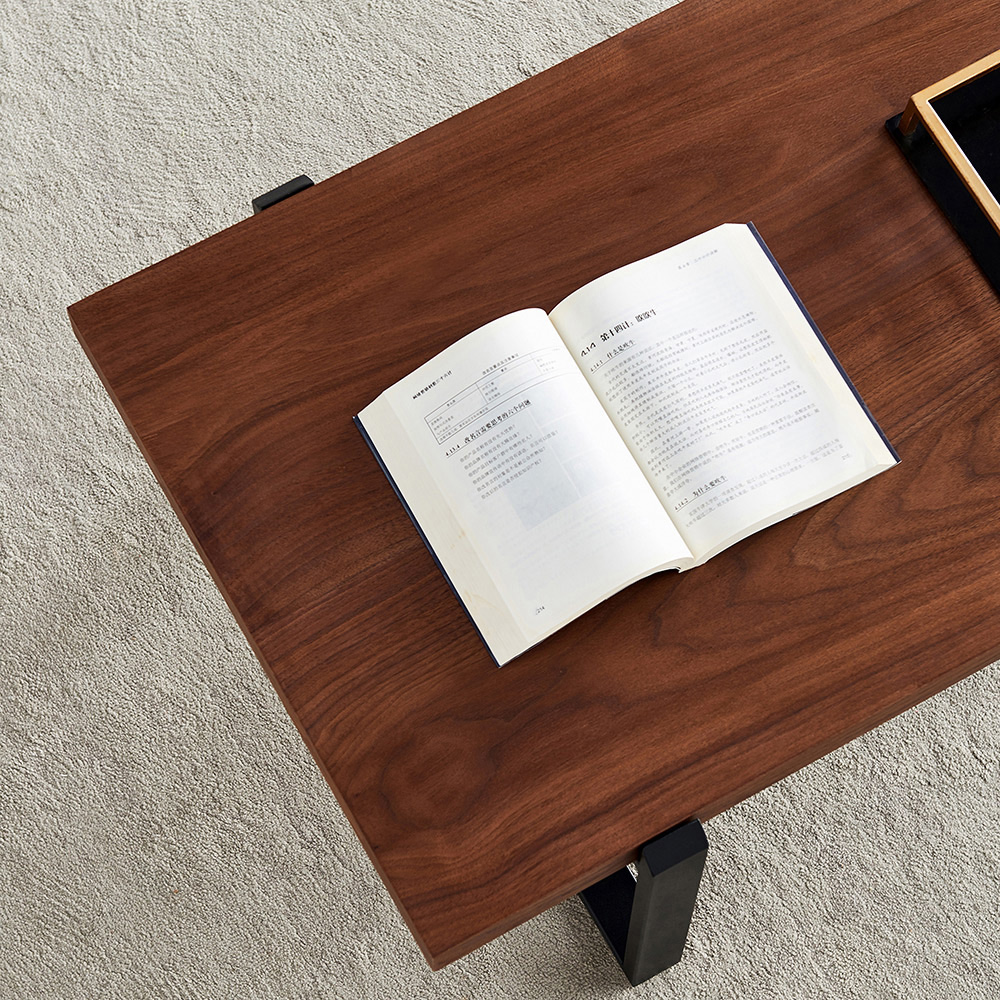 47.5" Wooden Coffee Table with Metal Frame, for Kitchen, Restaurant, Office, Living Room, Cafe - Brown