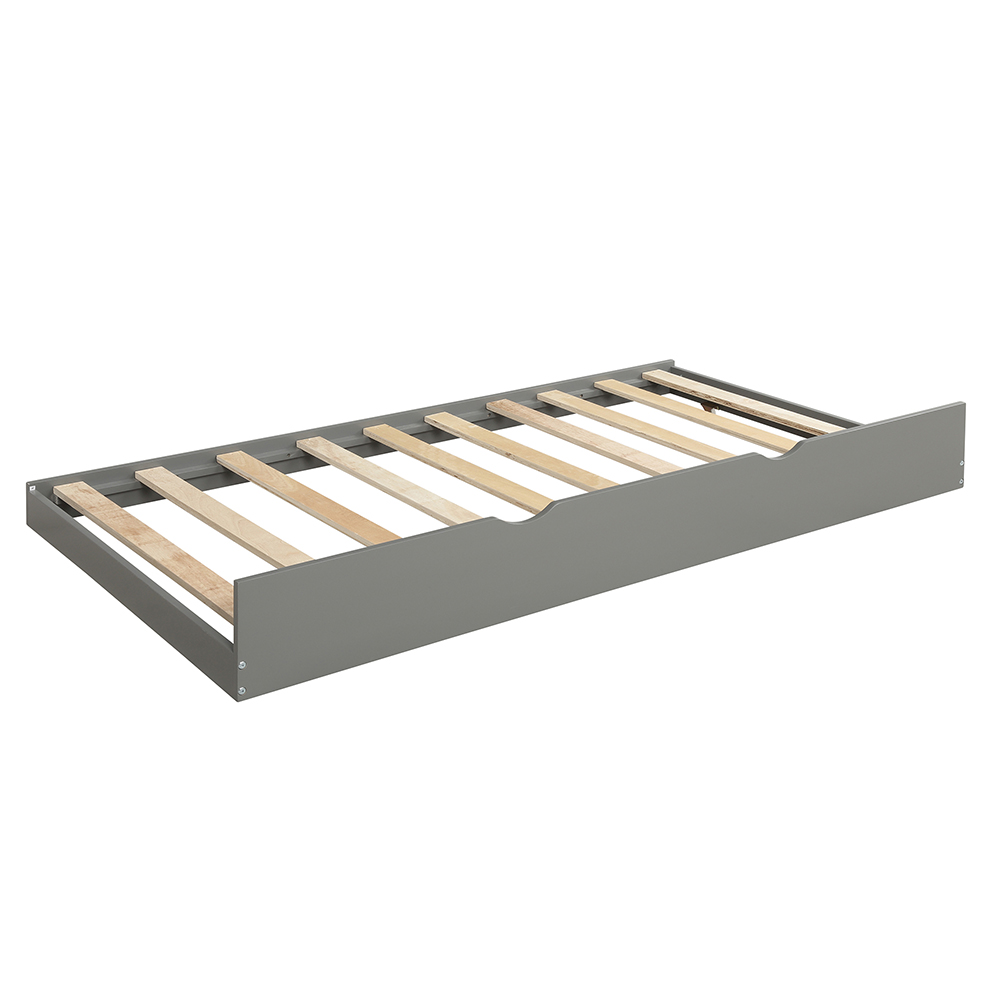 Twin Size Wooden Daybed with Trundle Bed and Wooden Slats Support, No Need for Spring Box, for Living Room, Bedroom, Office, Apartment - Gray