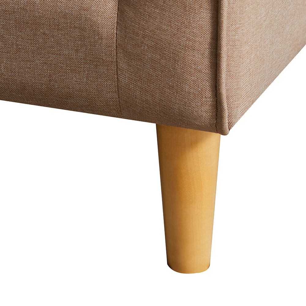 Polyester Fabric L-shaped Corner Sofa with 2 Pillows and Ottoman for Living Room, Bedroom, Office, Apartment - Brown