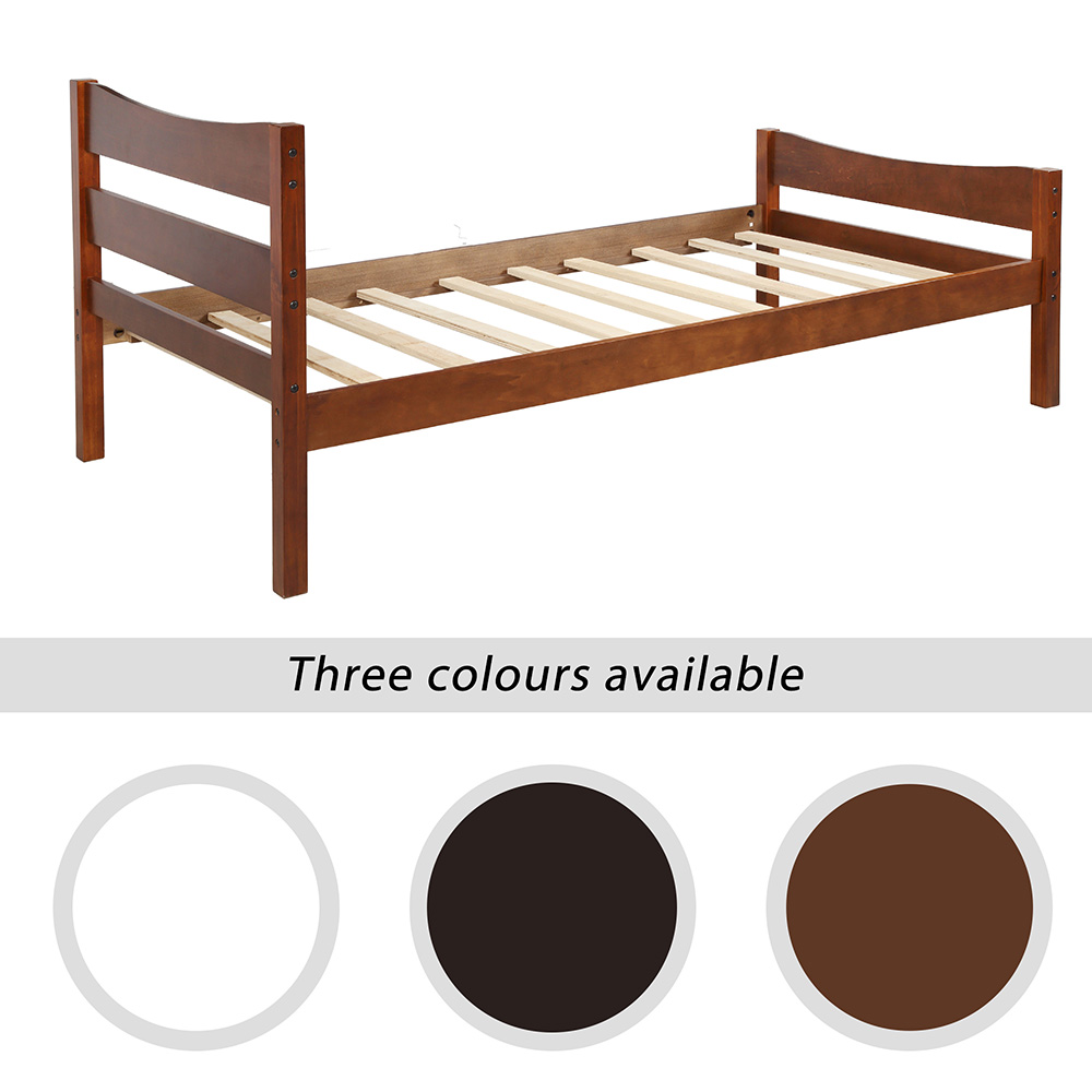 Twin Size Wooden Platform Bed Frame with Headboard, and Wooden Slats Support, No Spring Box Required (Frame Only) - Walnut