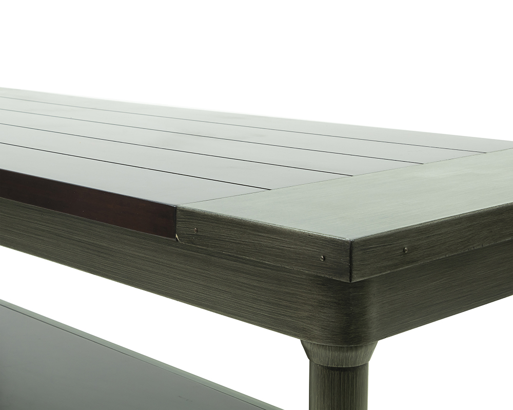 47.9" 2-Layer Movable Coffee Table with Metal Feet and Swivel Wheels, for Kitchen, Restaurant, Office, Living Room, Cafe - Brown