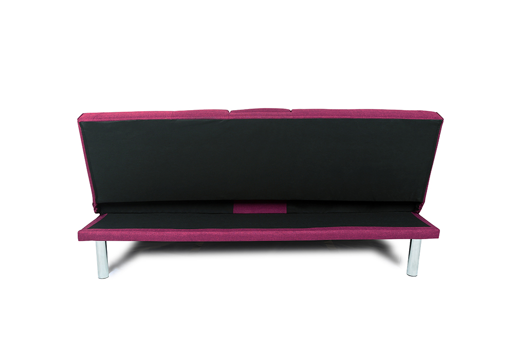 66" Twin Size Linen Fabric Sofa Bed with 2 Cup Holders and Metal Legs, for Living Room, Bedroom, Office, Apartment - Purple
