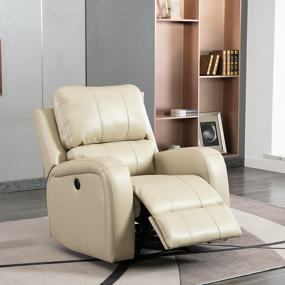 Art Life PU Leather Electric Recliner with USB Charge Port, for Living Room, Bedroom, Office, Apartment - White