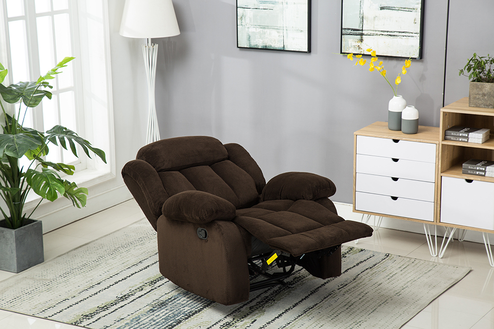 1- Seat Recliner with Headrest and Armrests for Home Theater, Office, Living Room - Brown