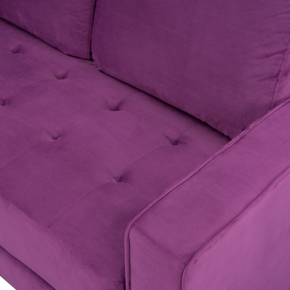 Orisfur 3-seat + 2-seat + 1-seat Velvet Upholstered Sofa Set with Armrests and Backrest for Living Room, Bedroom, Office, Apartment - Purple