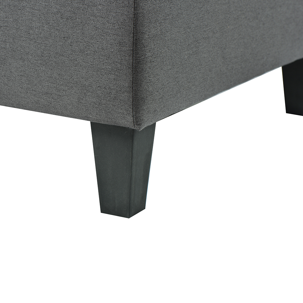U-STYLE 5-Seat L-shaped Corner Polyester Tufted Upholstered Sofa with 2 Pillows and Ottoman, for Living Room, Bedroom, Office, Apartment - Grey
