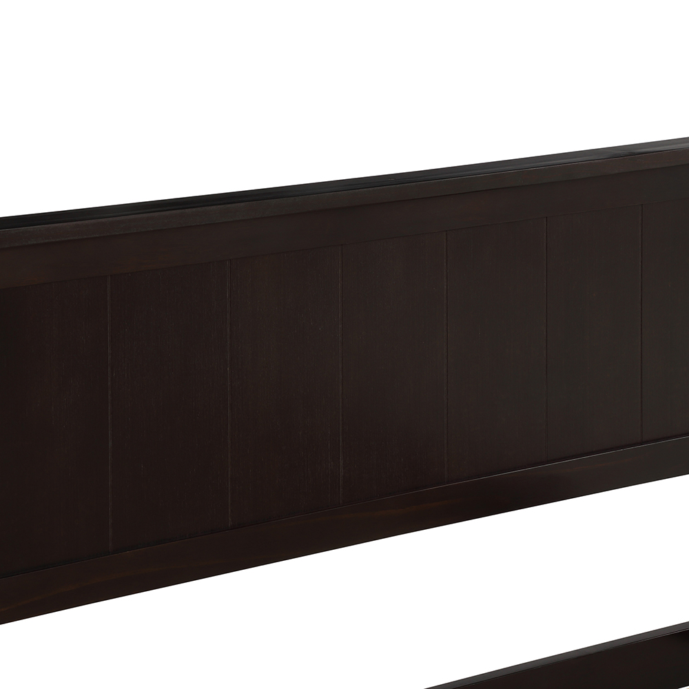 Twin-Size Wooden Platform Bed Frame with Headboard and Wooden Slats Support - Espresso