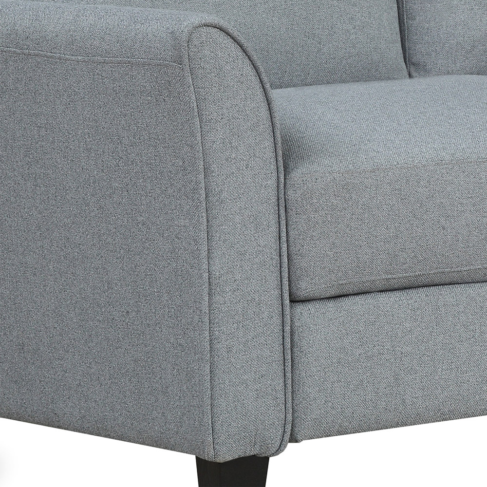 2-Seat Linen Fabric Sofa with Wooden Frame and Plastic Feet, for Living Room, Bedroom, Office, Apartment - Gray