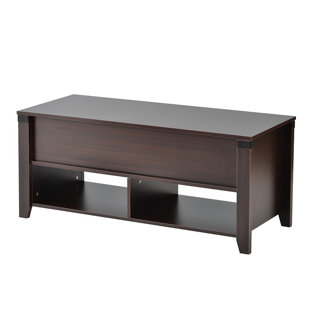 U-STYLE Wooden Lift Coffee Table with Storage Drawer, and Open Shelf, for Kitchen, Restaurant, Office, Living Room, Cafe - Cherry