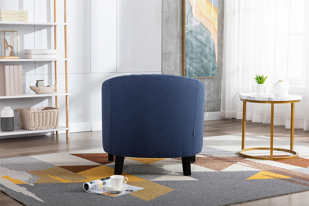 COOLMORE 1-Seat Linen Upholstered Sofa with Ergonomic Backrest and Solid Wood Feet for Living Room, Bedroom, Office, Apartment - Navy