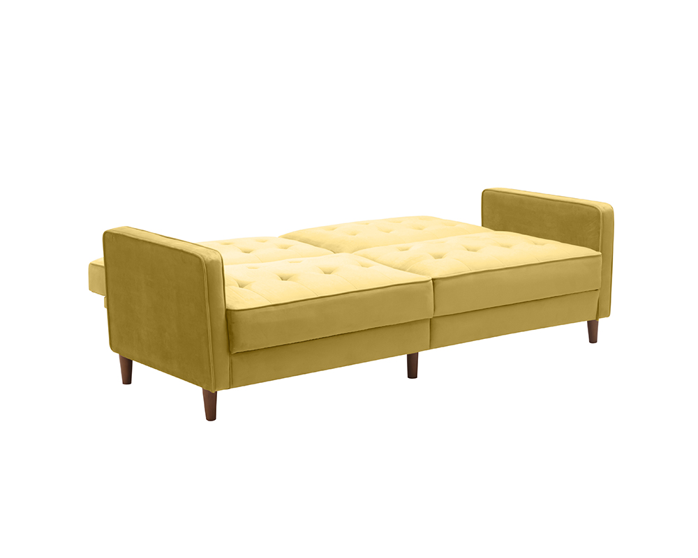 78" Velvet Fabric Upholstered Sofa Bed with Square Armrests and Adjustable Backrest for Living Room, Bedroom, Office, Apartment - Pink