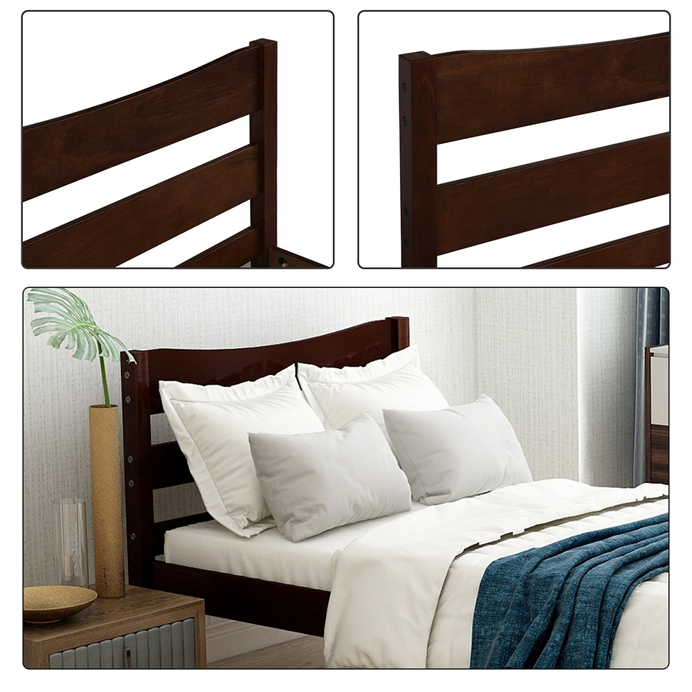 Twin Size Wooden Platform Bed Frame with Headboard, and Wooden Slats Support, No Spring Box Required (Frame Only) - Espresso