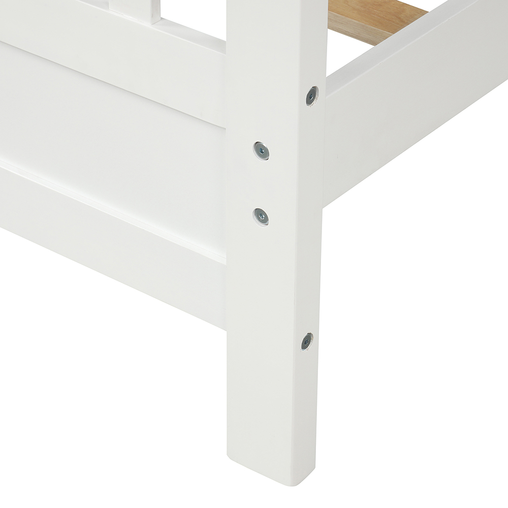 Twin Size Wooden Platform Bed Frame with Headboard, Footboard, and Wooden Slats Support, No Spring Box Required (Frame Only) - White