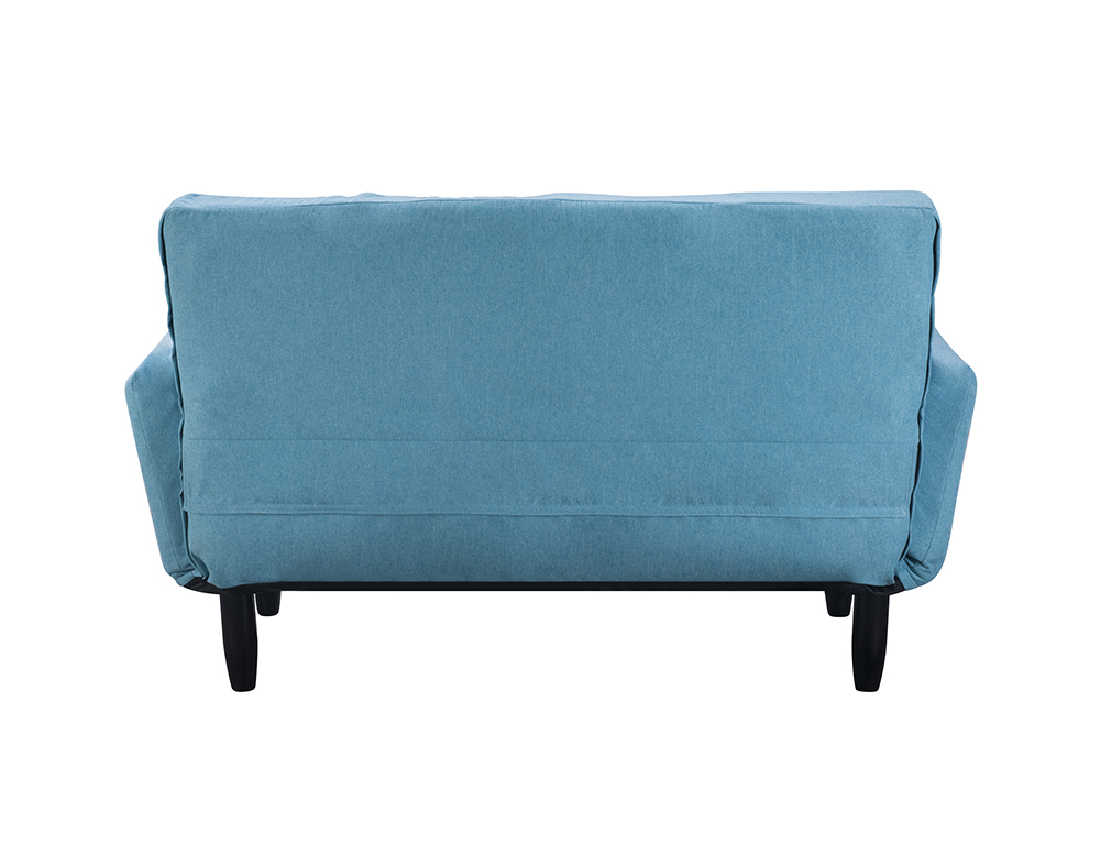 U-STYLE 2-Seat Twin Size Polyester Blended Tufted Sofa Bed with 2 Pillows and 2 Side Pockets, for Living Room, Bedroom, Office, Apartment - Blue