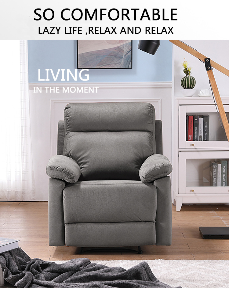 Polyester Recliner with Backrest and Armrest for Living Room, Bedroom, Home Theater, Office - Grey