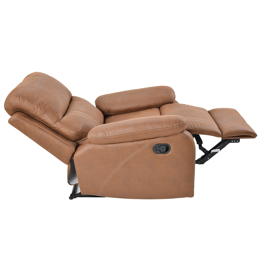 Orisfur PU Leather Recliner with Modern Padded Armrests and Backrest, for Living Room, Office, Apartment, Home Theatre - Light Brown