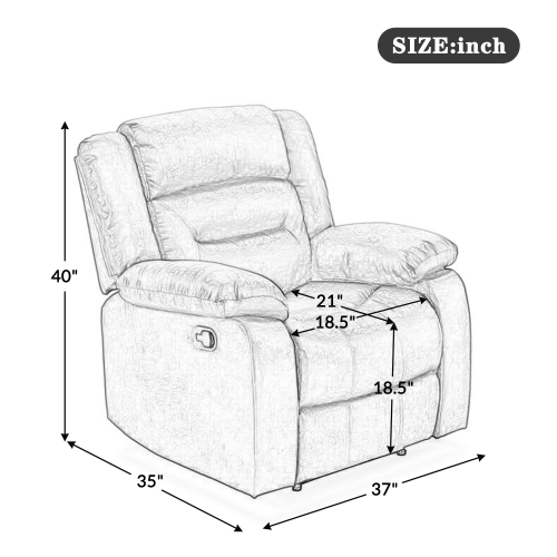 Orisfur PU Leather Heated Massage Recliner with 8 Vibration Points for Office, Home Theater, Living Room - Brown