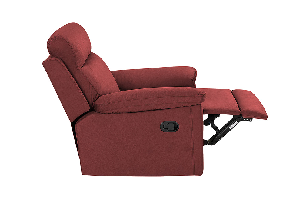 Polyester Recliner with Backrest and Armrest for Living Room, Bedroom, Home Theater, Office - Red