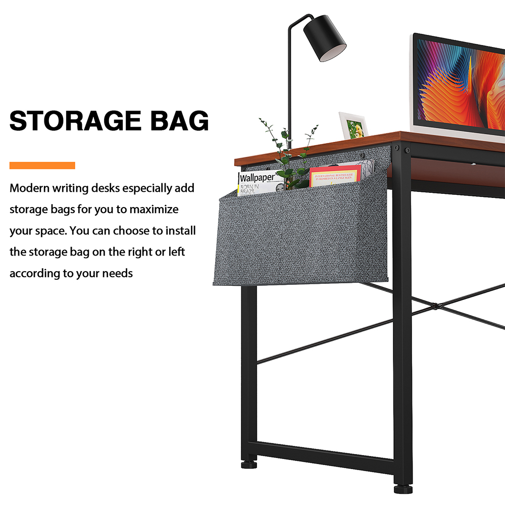 Home Office 47" Computer Desk with Adjustable Leg Pads and Storage Bag - Teak