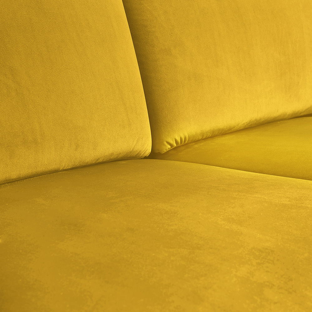 2-Seat Velvet Upholstered Sofa with High Iron Feet and Backrest for Office, Apartment, Bedroom, Living Room - Yellow