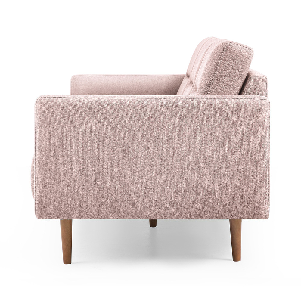 3-Seat Polyester Fabric Upholstered Sofa, with Ergonomic Backrest and High Rubber Wood Feet, for Living Room, Bedroom, Office, Apartment - Pink