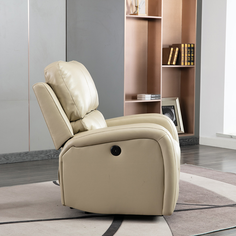 Art Life PU Leather Electric Recliner with USB Charge Port, for Living Room, Bedroom, Office, Apartment - White