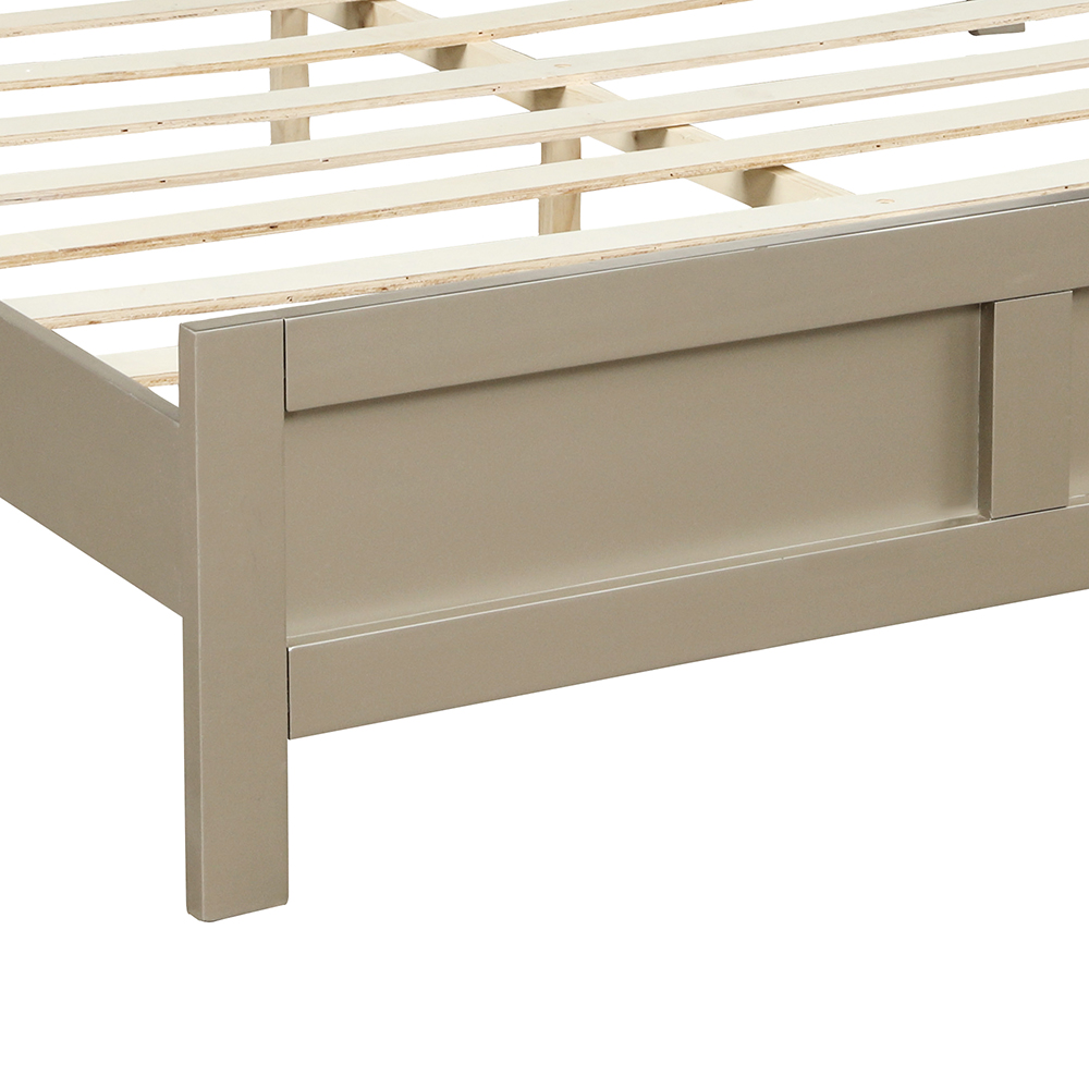 King Size Wooden Platform Bed Frame with Headboard, and Wooden Slats Support, No Spring Box Required - Silver