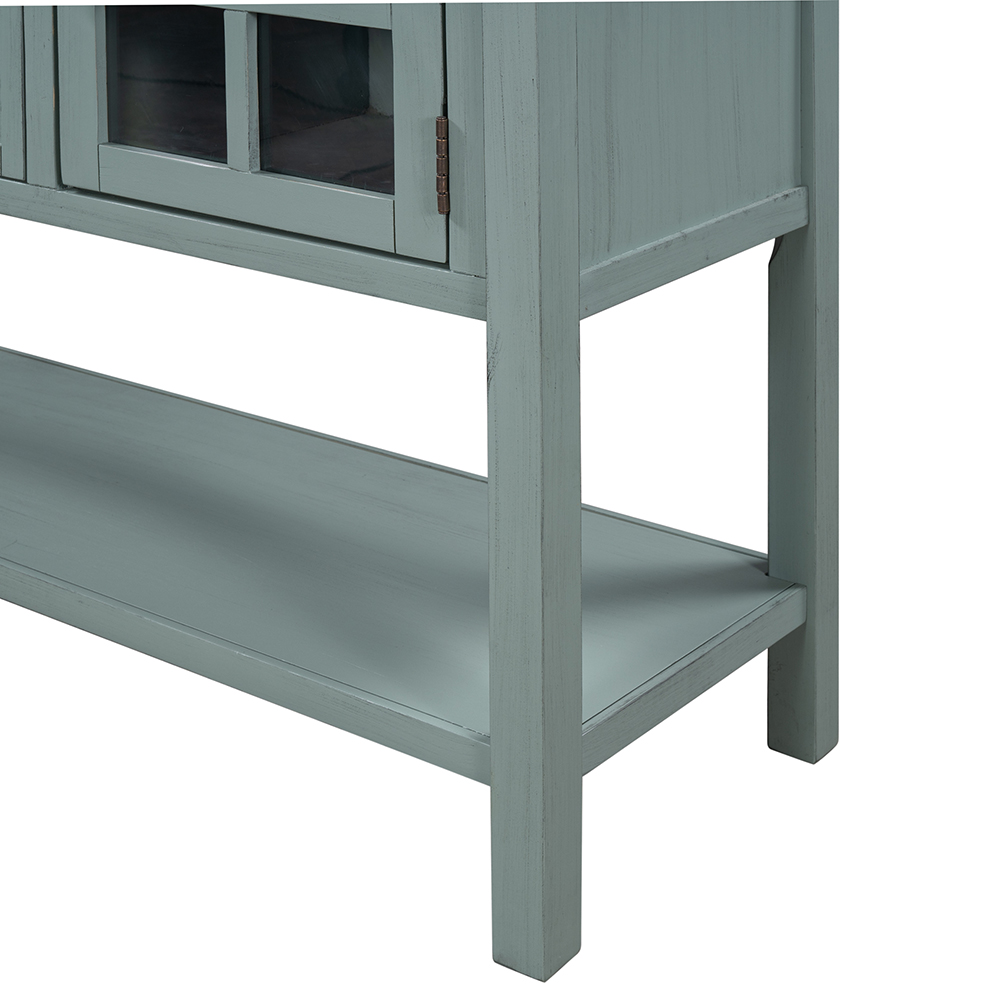 U_STYLE 45'' Modern Console Table with 2 Drawers, 2 Cabinets and 1 Shelf, for Entrance Hallway, Dining Room, Bedroom - Green