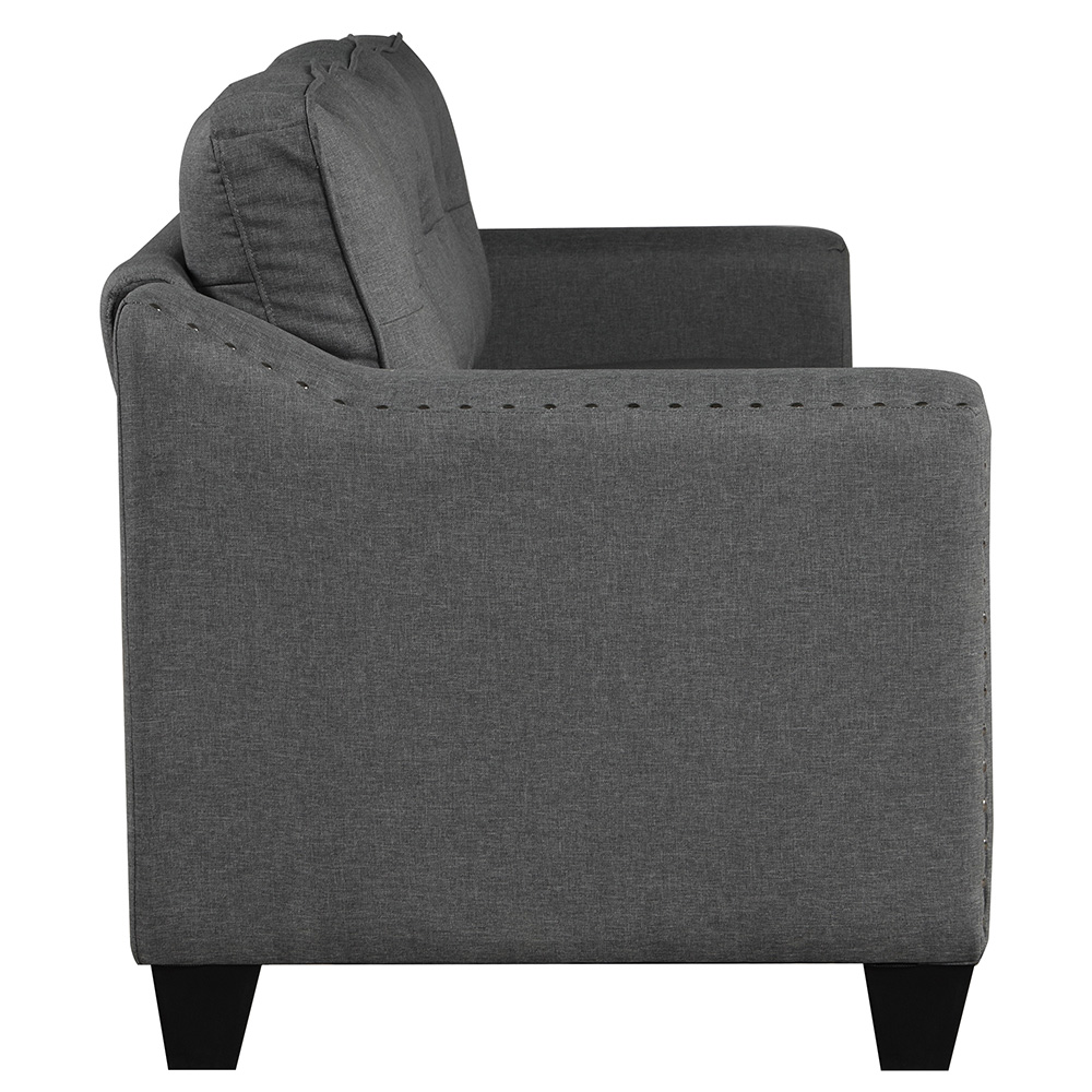 U-STYLE 3+2+1-Seat Linen Blend Fabric Tufted Sofa Set, with Solid Wood Frame and Plastic Feet, for Living Room, Bedroom, Office, Apartment - Grey