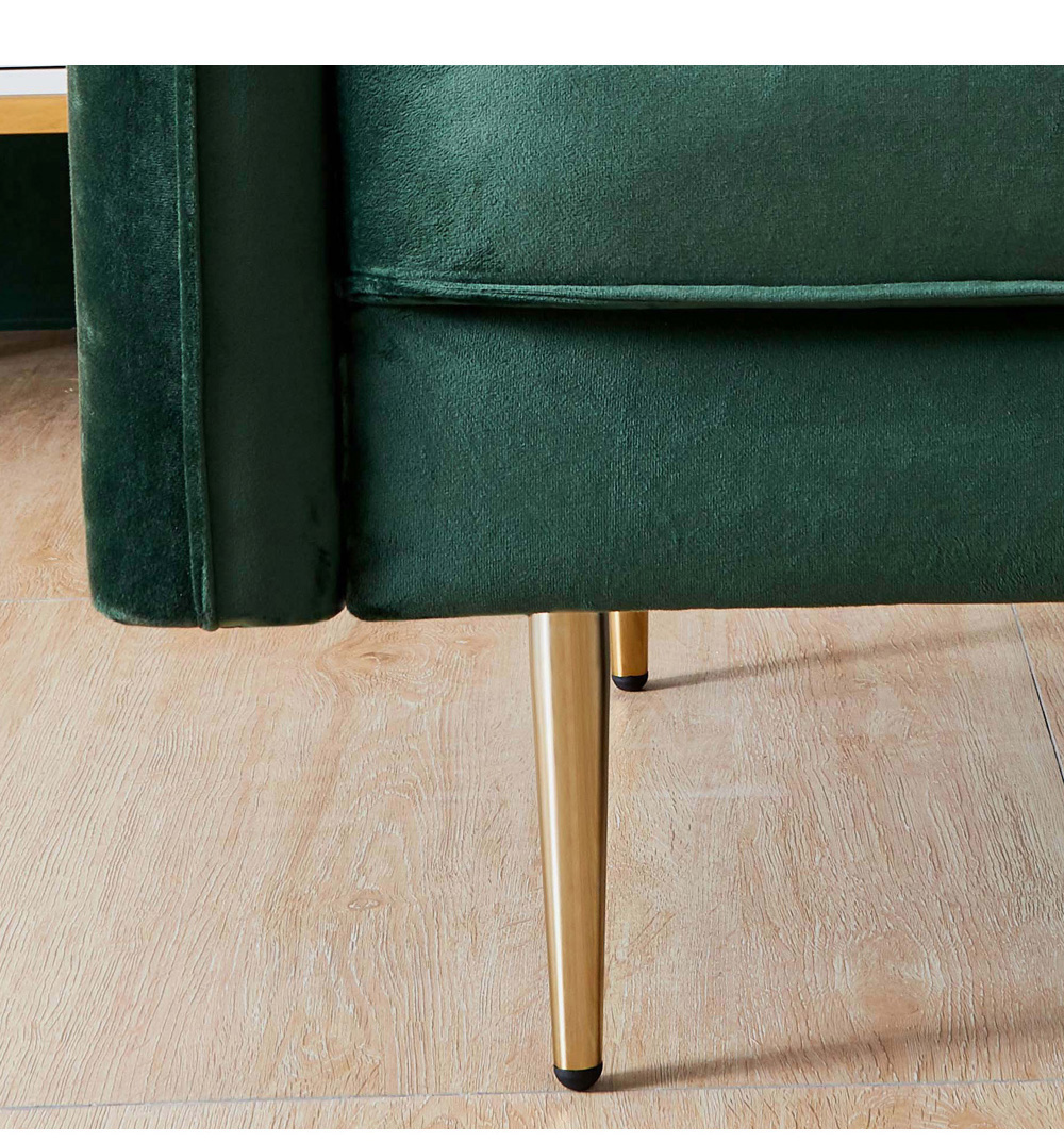 71" Velvet Fabric Upholstered Sofa with Armrest Pocket for Living Room, Bedroom, Office, Apartment - Green