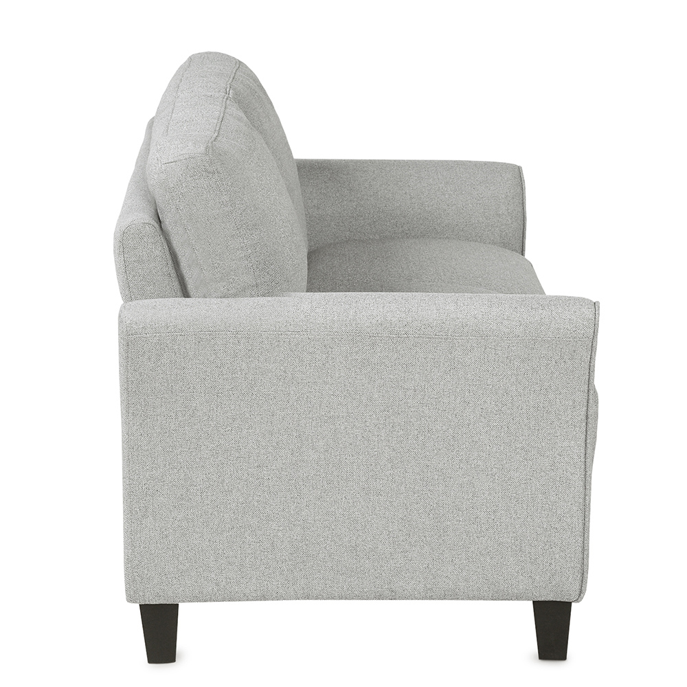 2-Seat Linen Fabric Sofa with Wooden Frame and Plastic Feet, for Living Room, Bedroom, Office, Apartment - Light Gray