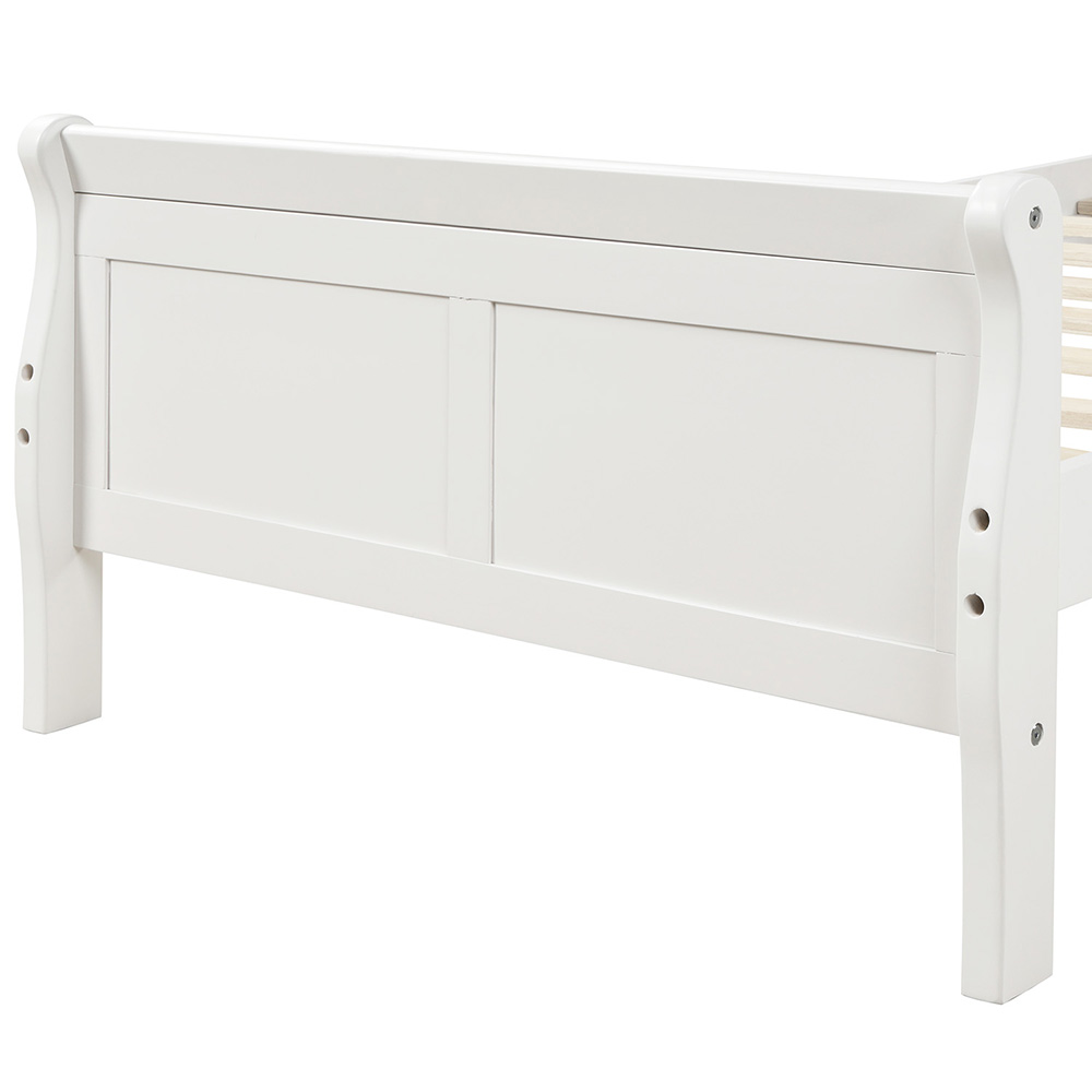 Twin-Size Wooden Platform Bed Frame with Headboard, Footboard, and Wooden Slats Support - White