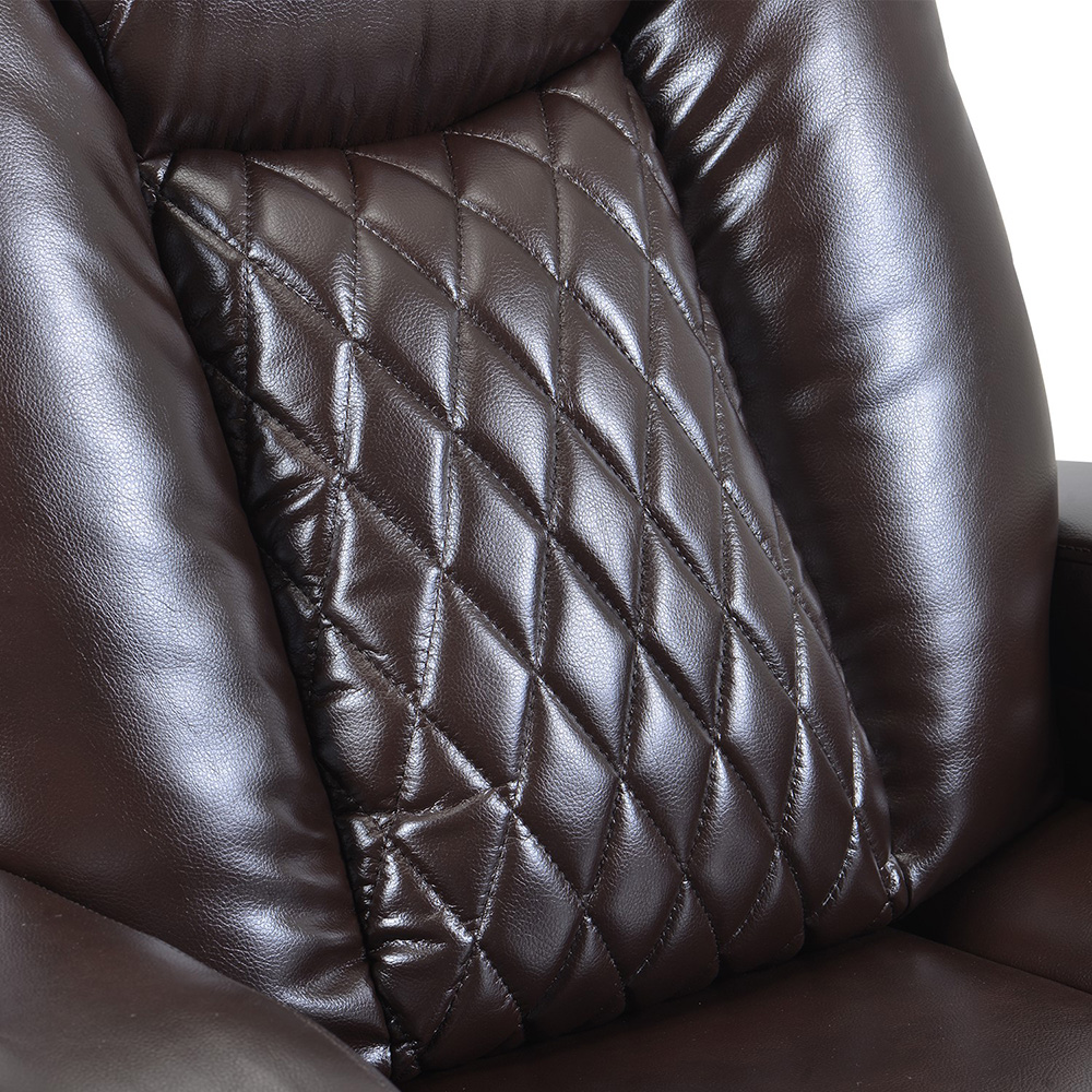 Orisfur PU Leather Electric Recliner with USB Charge Port and Cup Holder for Home Theater, Office, Living Room - Brown