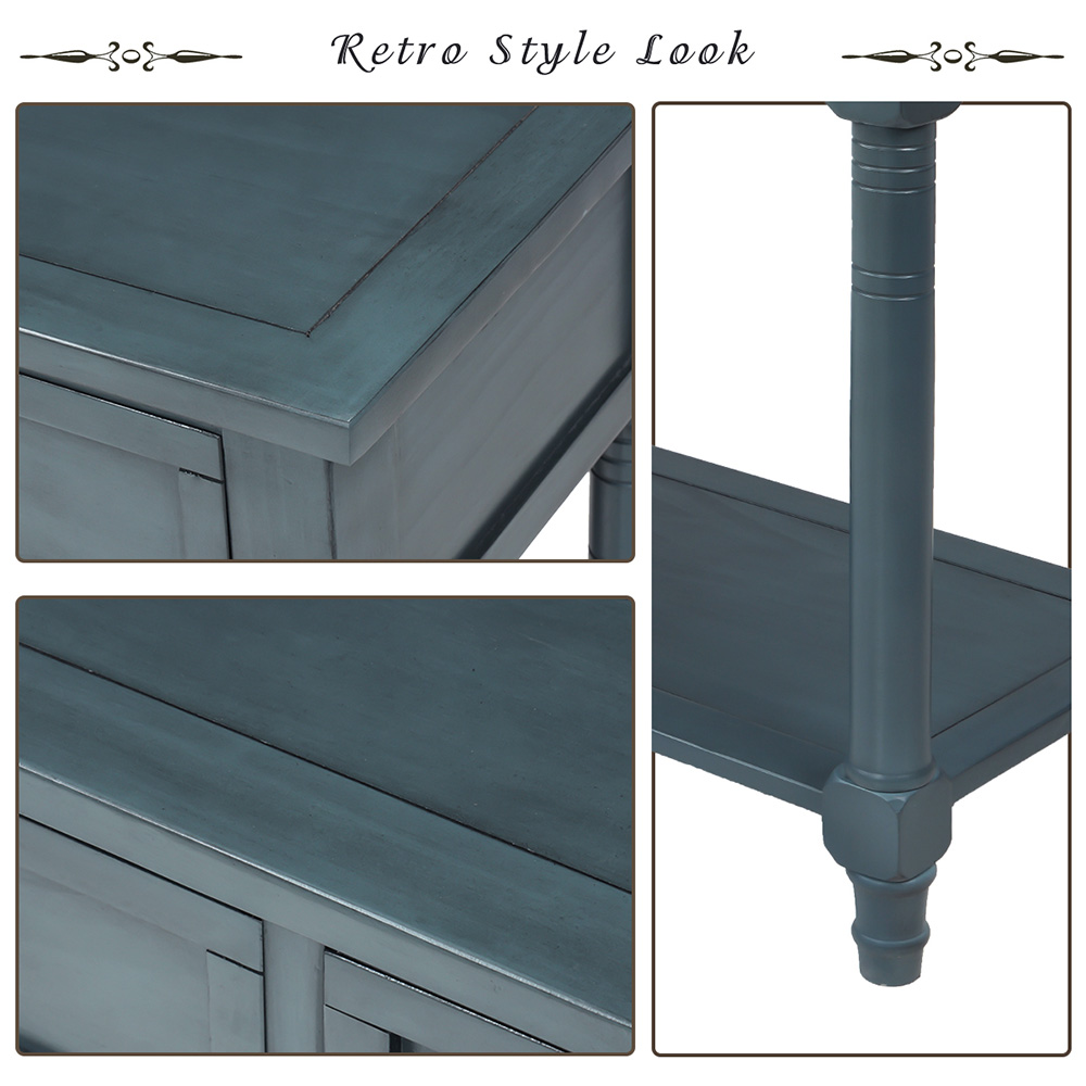 TREXM 35'' Console Table with 2 Storage Drawers, and Bottom Shelf, for Entrance, Hallway, Dining Room, Kitchen - Navy