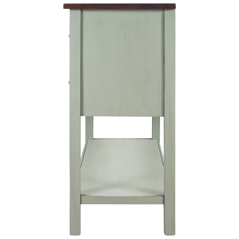 U-STYLE 43'' Modern Console Table, with 4 Drawers, 1 Cabinet and 1 Shelf, for Entrance Hallway, Dining Room, Kitchen - Green