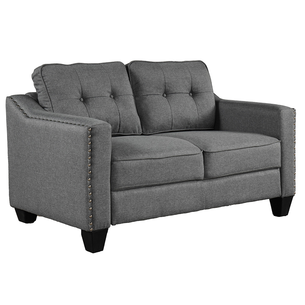 U-STYLE 3+2+1-Seat Linen Blend Fabric Tufted Sofa Set, with Solid Wood Frame and Plastic Feet, for Living Room, Bedroom, Office, Apartment - Grey