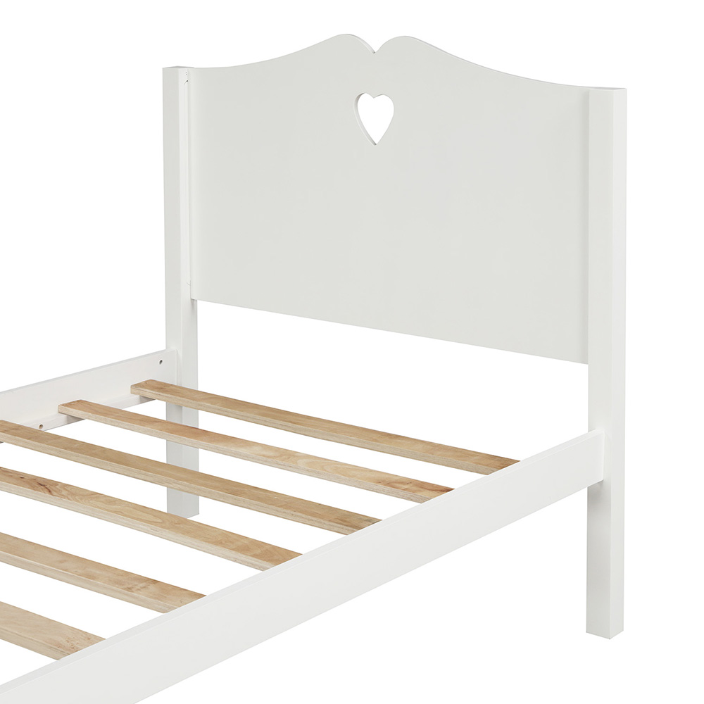 Twin-Size Wooden Platform Bed Frame with Headboard, Footboard, and Wooden Slat Support, No Need for Box Spring - White