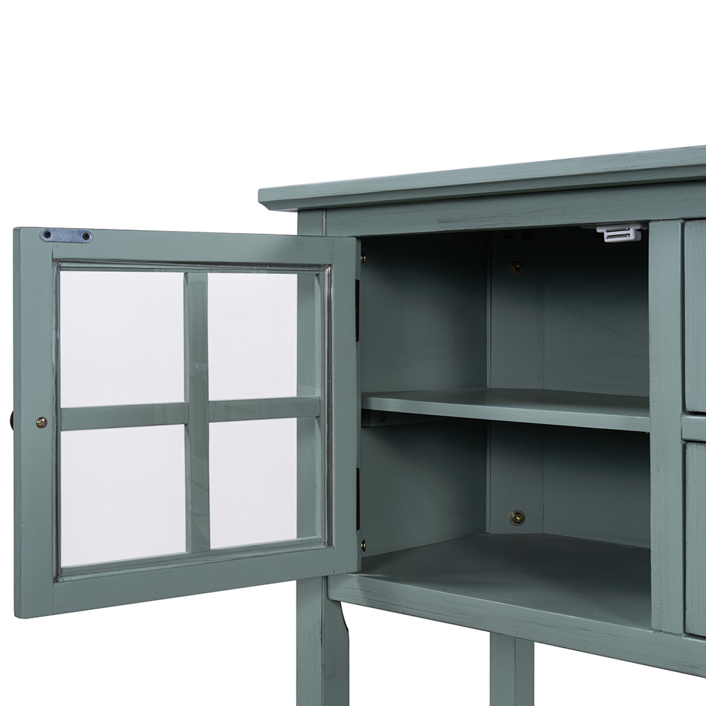 U_STYLE 45'' Modern Console Table with 2 Drawers, 2 Cabinets and 1 Shelf, for Entrance Hallway, Dining Room, Bedroom - Green