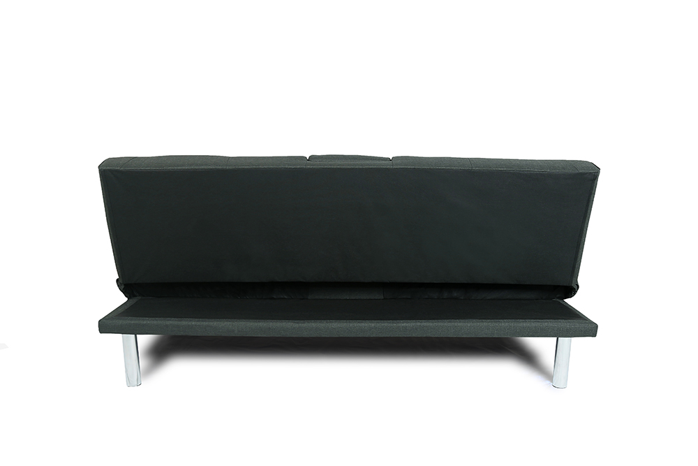 66" Twin Size Linen Fabric Sofa Bed with 2 Cup Holders and Metal Legs, for Living Room, Bedroom, Office, Apartment - Dark Grey