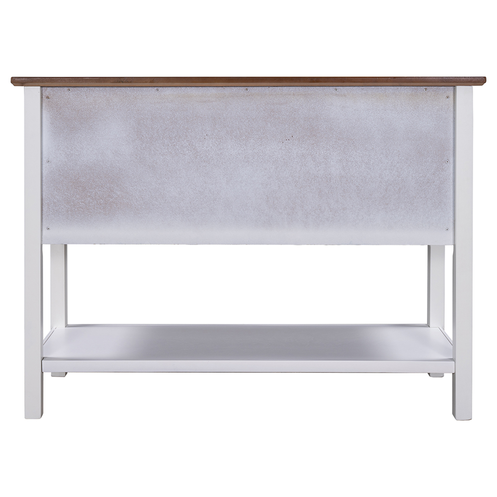 U_STYLE 45'' Modern Console Table with 2 Drawers, 2 Cabinets and 1 Shelf, for Entrance Hallway, Dining Room, Bedroom - White + Brown