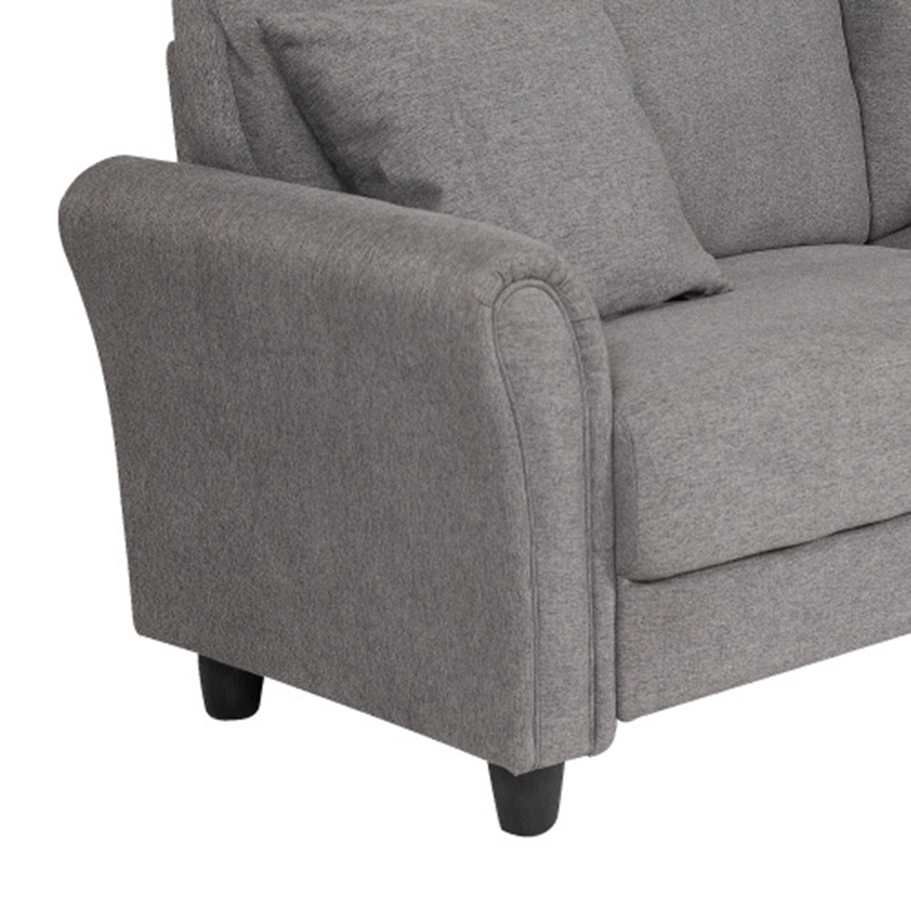 3-Seat Microfiber Upholstered Sofa, with Integrated Seat Cushion and Solid Wood Frame, for Living Room, Bedroom, Office, Apartment - Grey