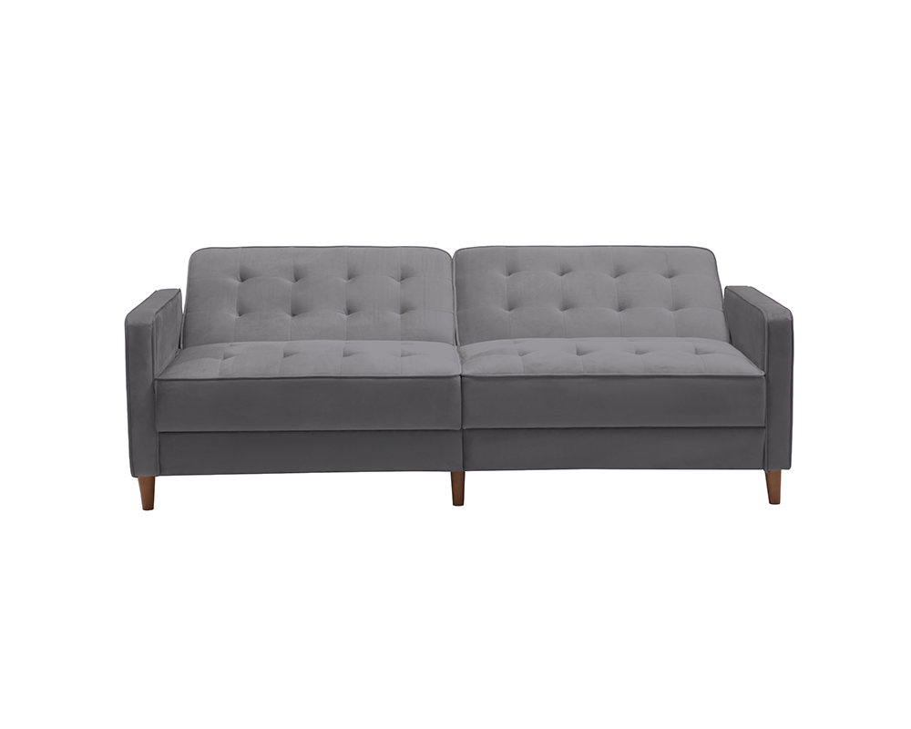 78" Velvet Fabric Upholstered Sofa Bed with Square Armrests and Adjustable Backrest for Living Room, Bedroom, Office, Apartment - Pink